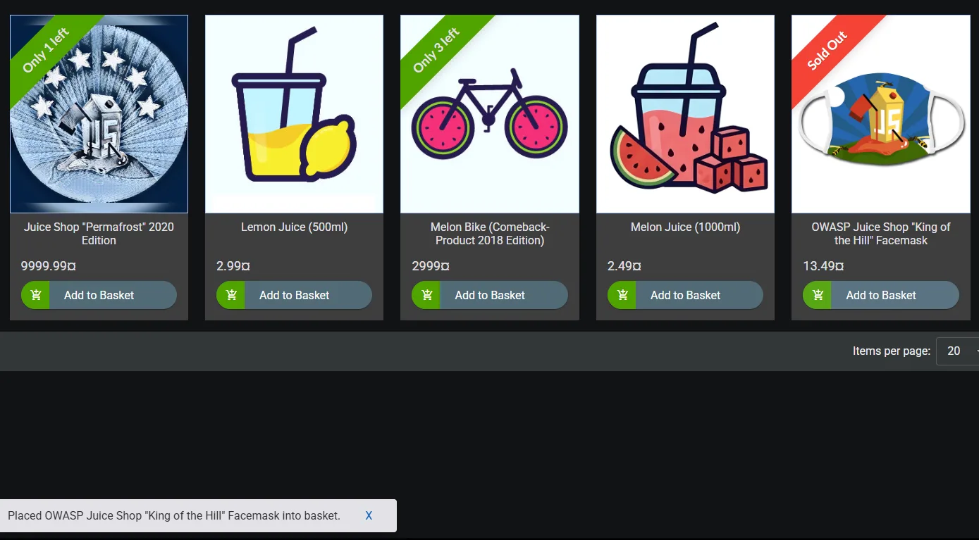 Sold-out product still addable to the basket in the demo application